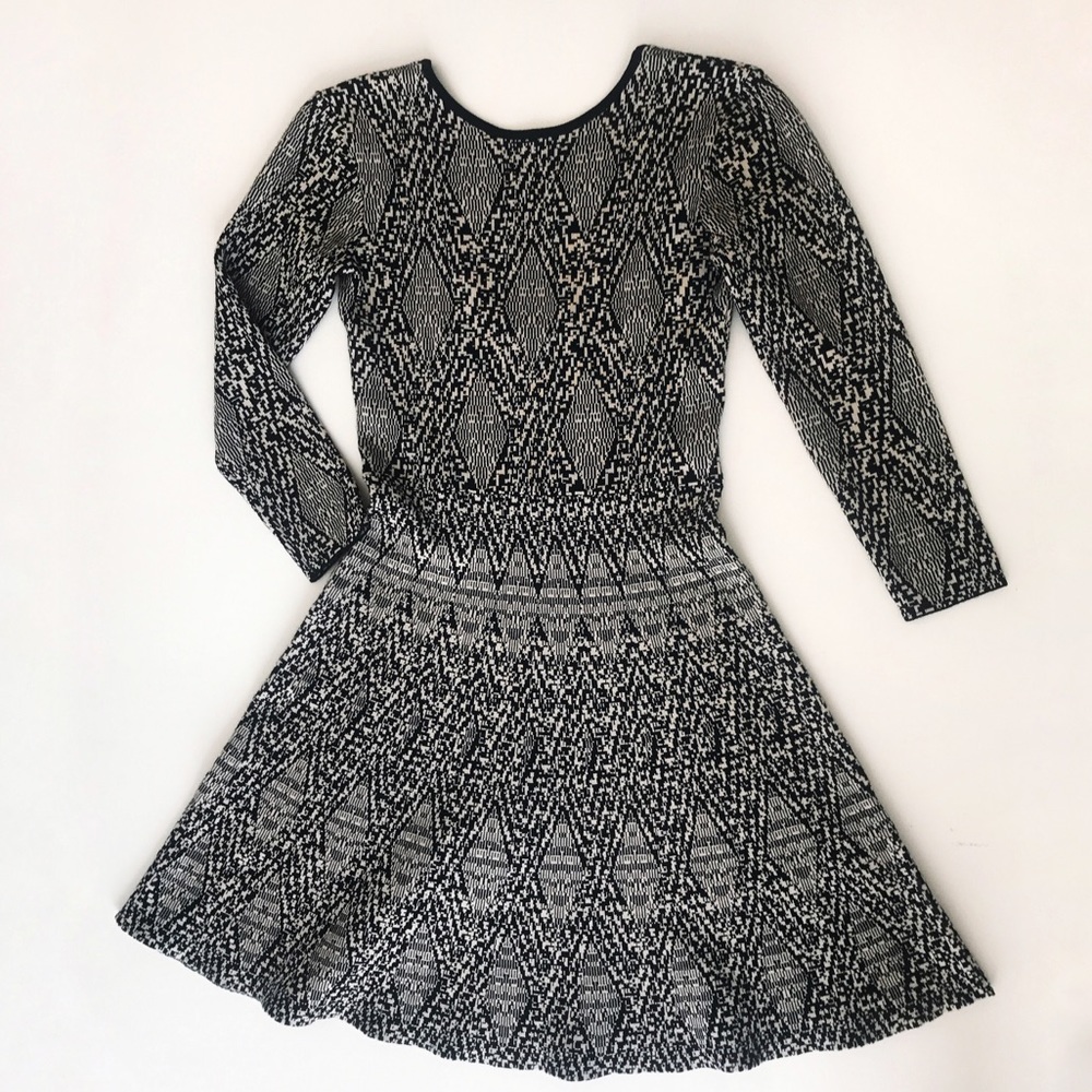 Zara Woman Fit and Flare Geometric Dress NWT